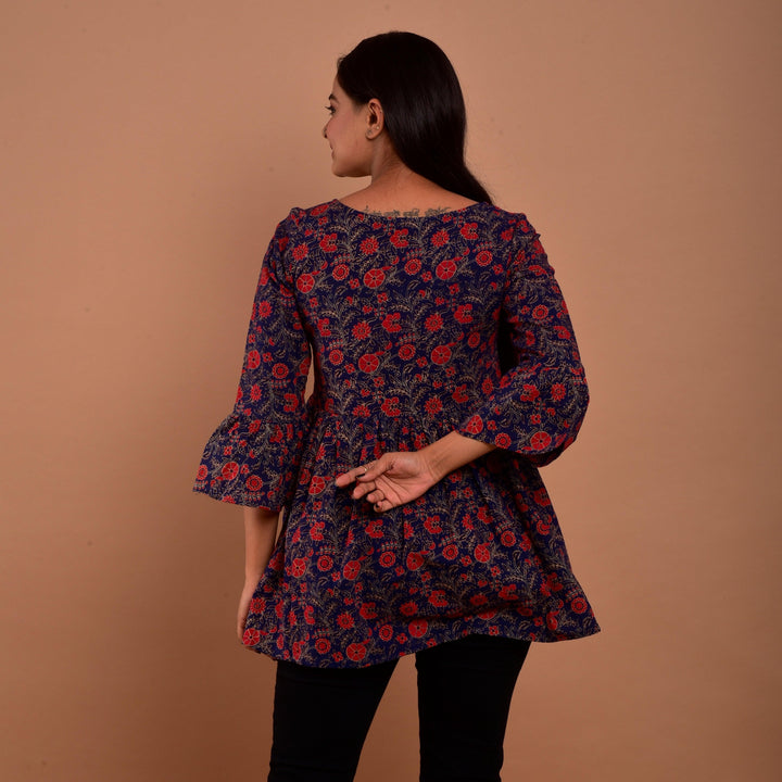 Cotton Blue Hand Block Print Top