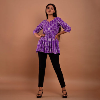 Purple Hand Block Print Top