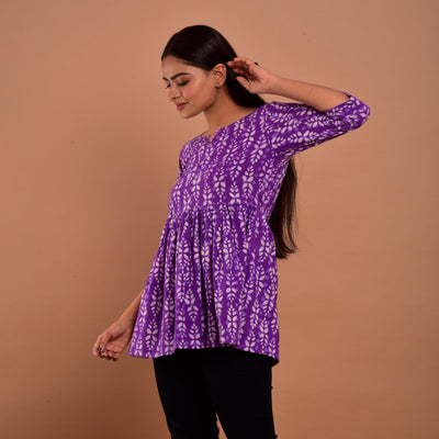 Purple Hand Block Print Top