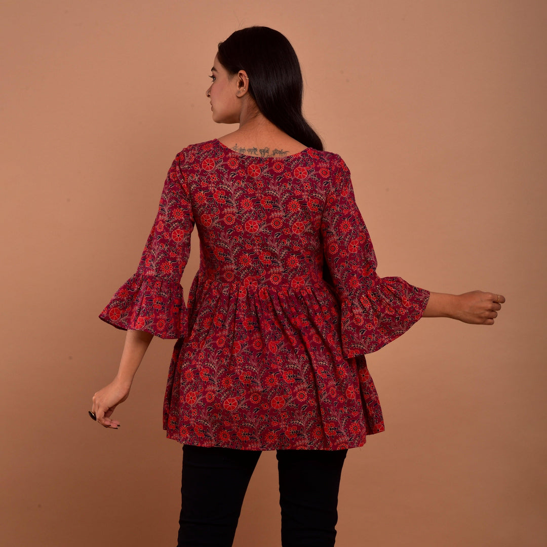 Maroon Hand Block Print Top