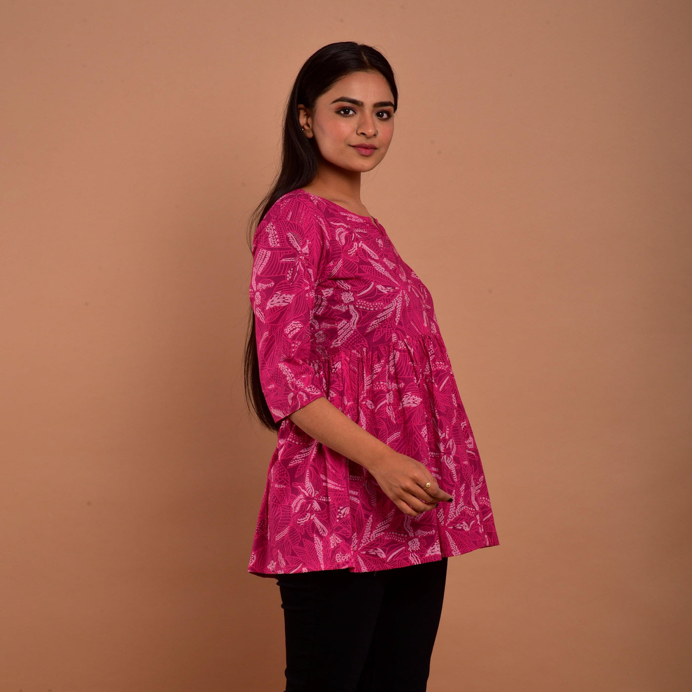 Pink Hand Block Print Top