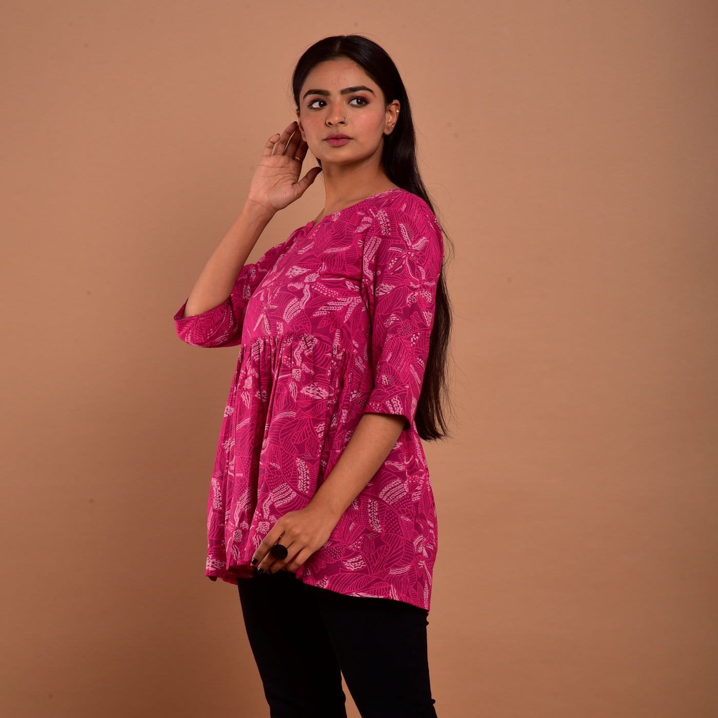 Pink Hand Block Print Top