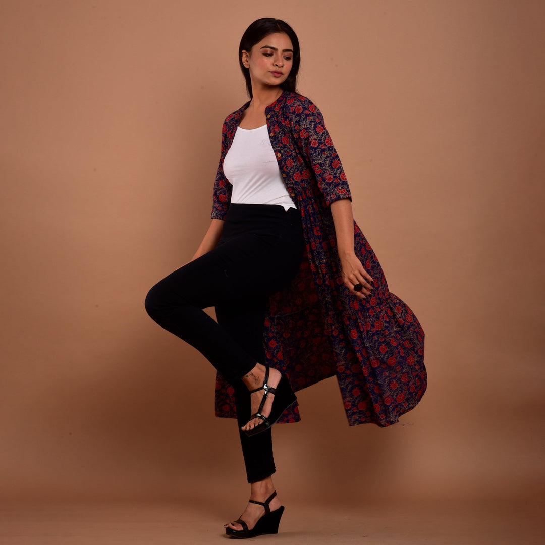 Blue Hand Block Print 4in1 Dress