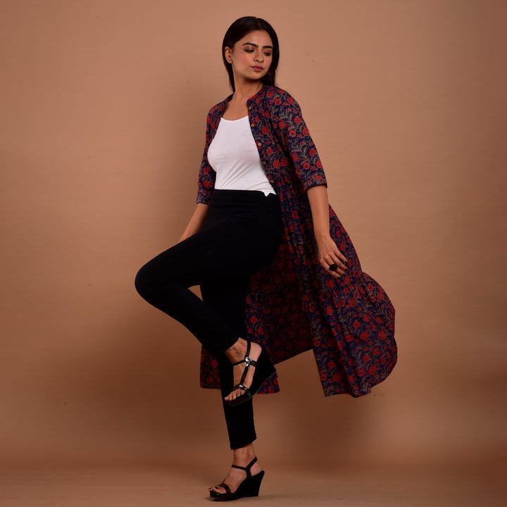 Blue Hand Block Print 4in1 Dress