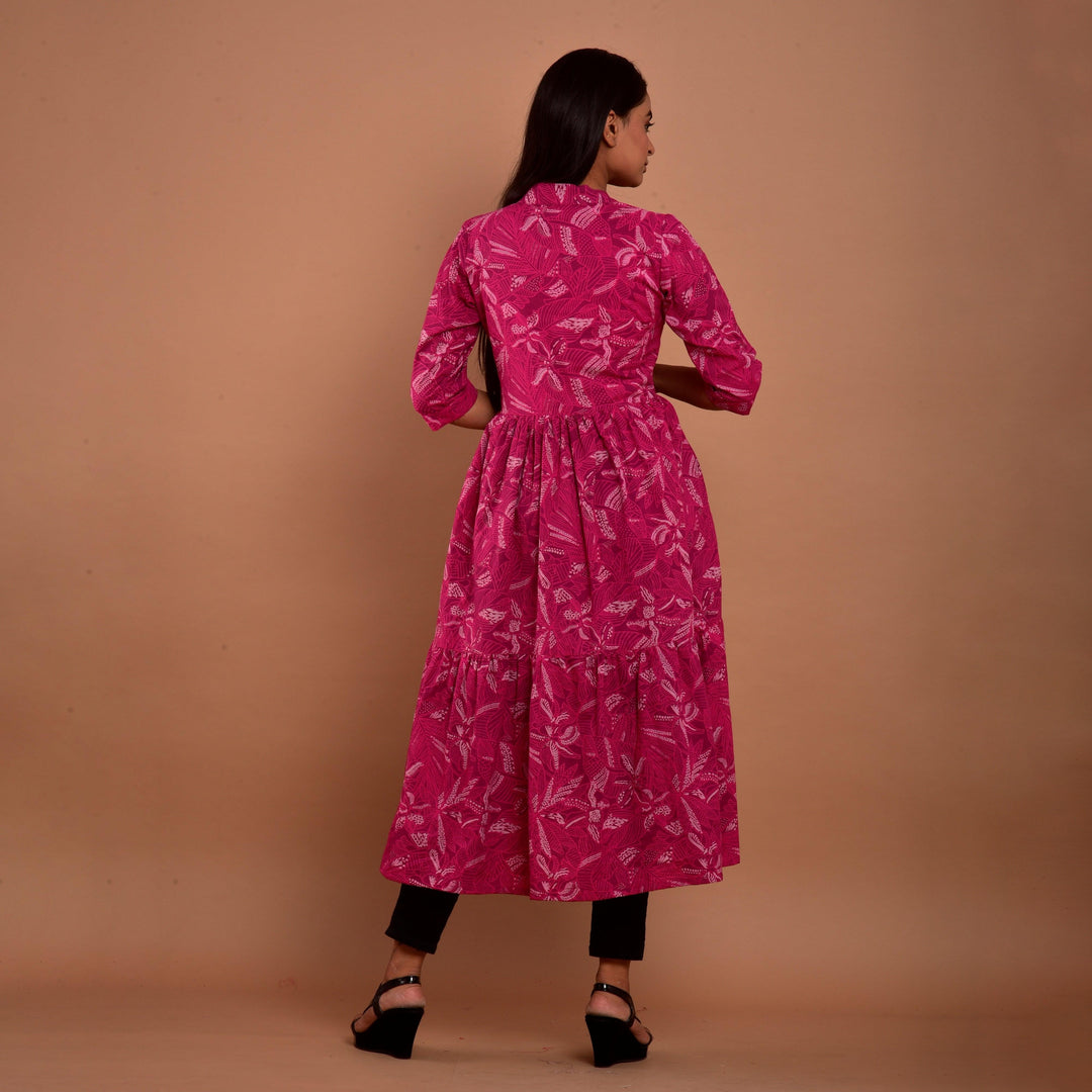 Pink Hand Block Print 4in1 Dress