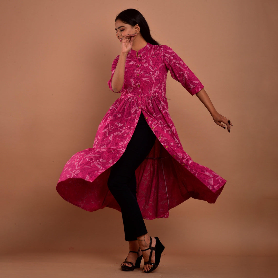 Pink Hand Block Print 4in1 Dress