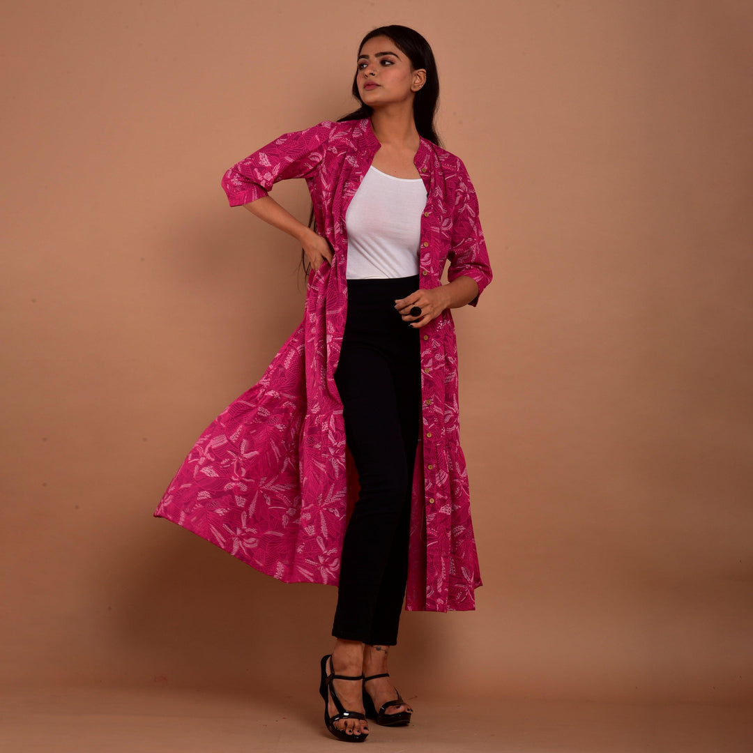 Pink Hand Block Print 4in1 Dress