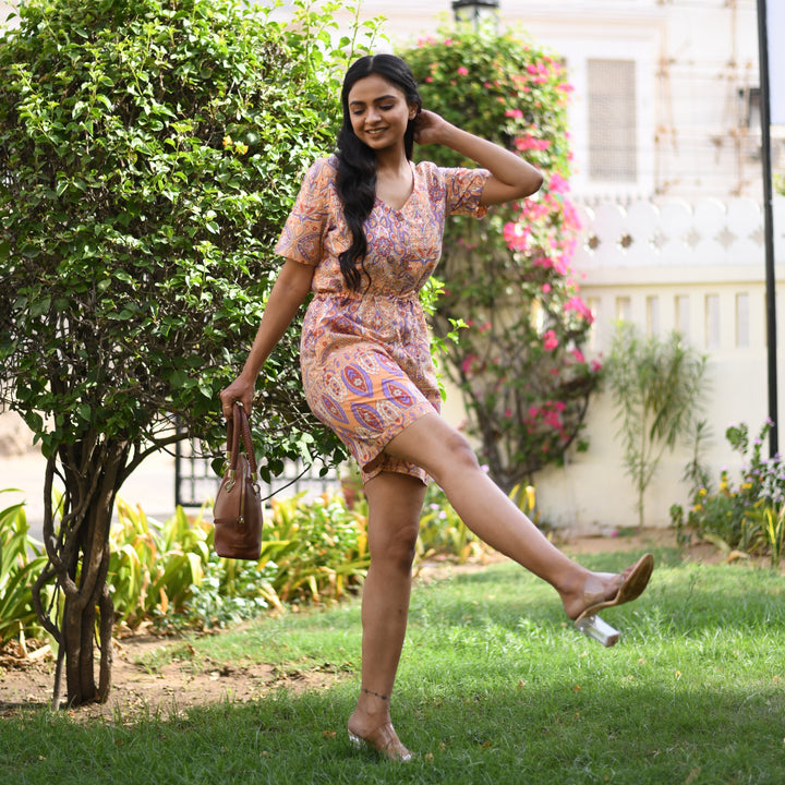 Peach Handlook Short Jumpsuit