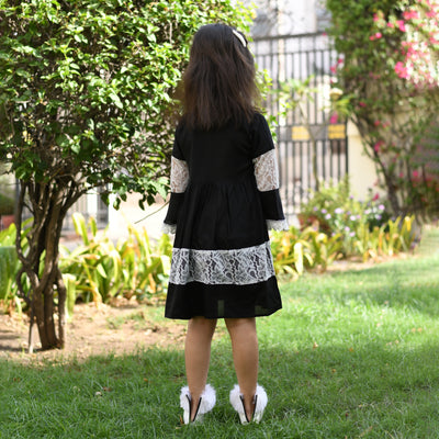 Rayon Black Net Girl's Dress