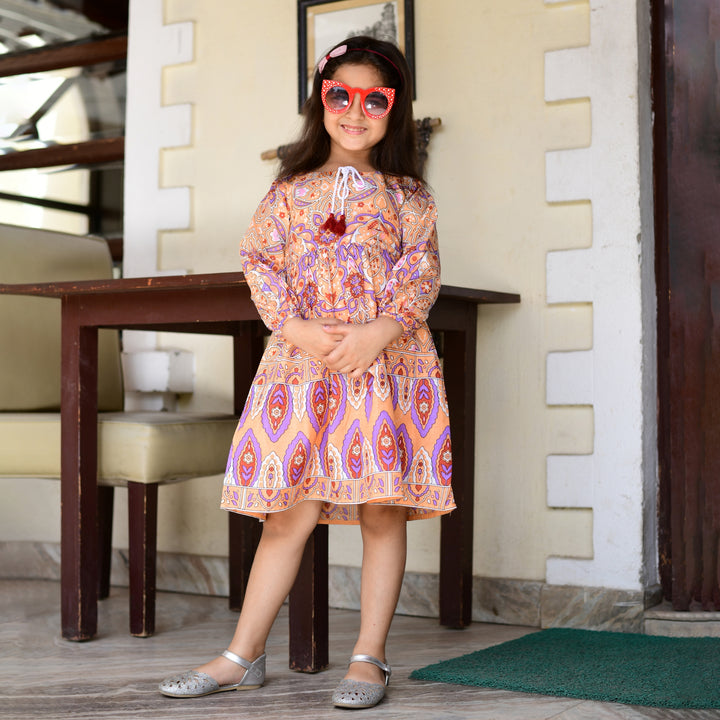 Peach Handlook Mom and Daughter Dress
