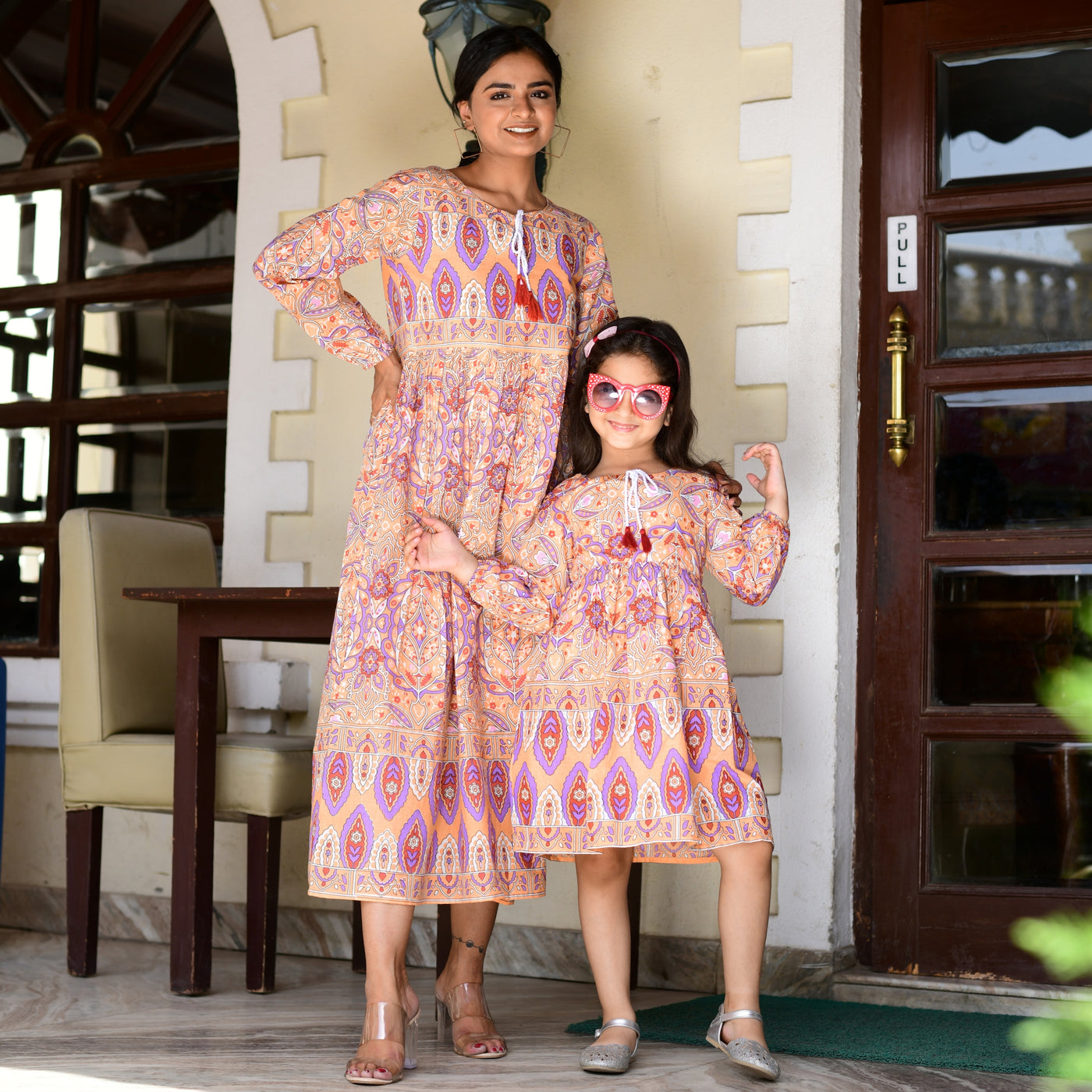 Peach Handlook Mom and Daughter Dress