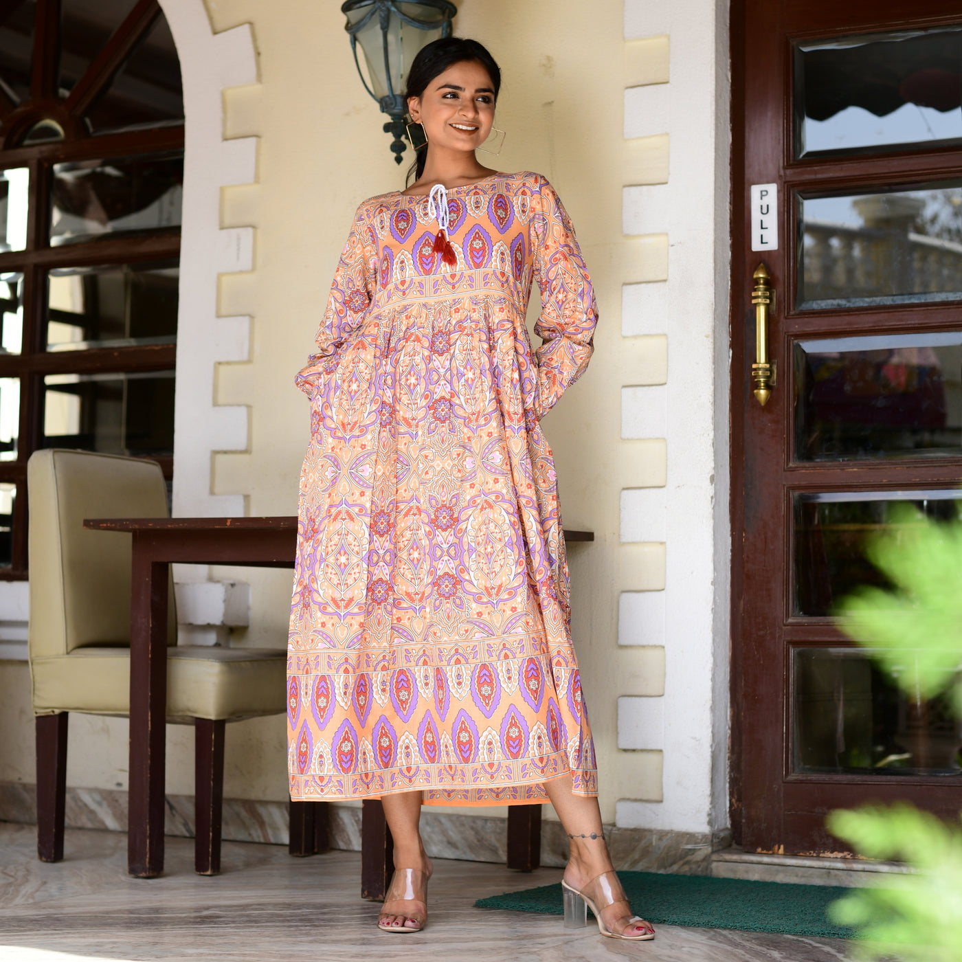 Peach Handlook Mom and Daughter Dress