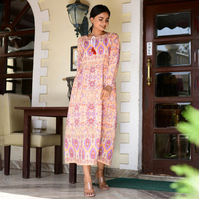 Peach Handlook Mom and Daughter Dress