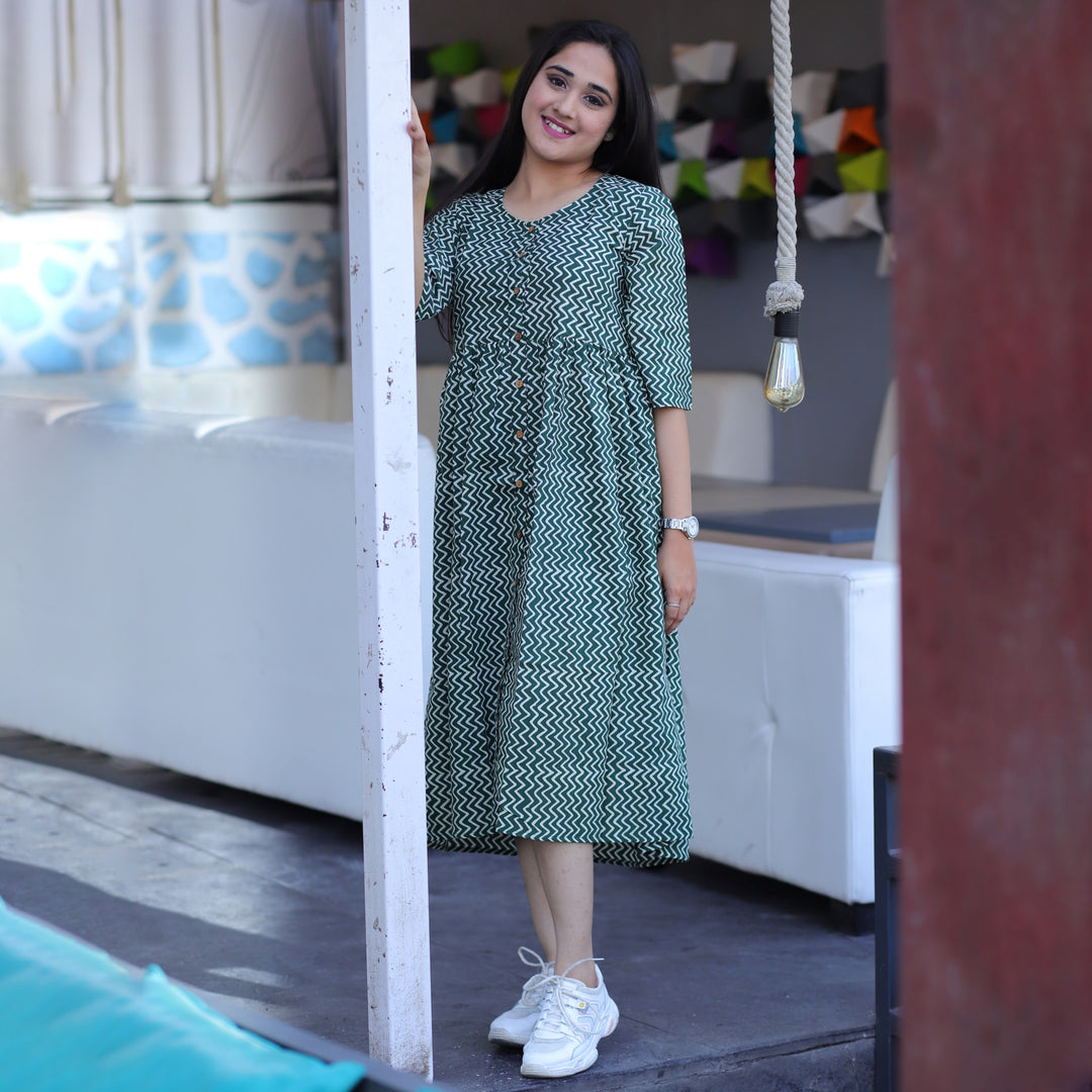 Cotton Green Zigzag 3in1 Dress