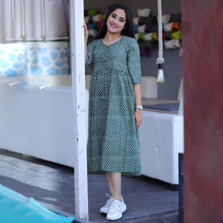 Cotton Green Zigzag 3in1 Dress