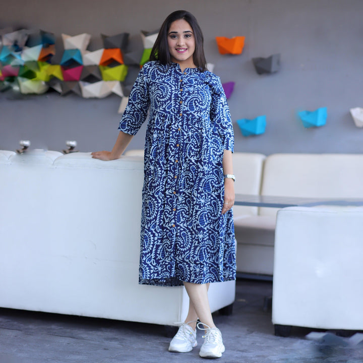 Indigo Kery Hand Block Print 3in1 Dress
