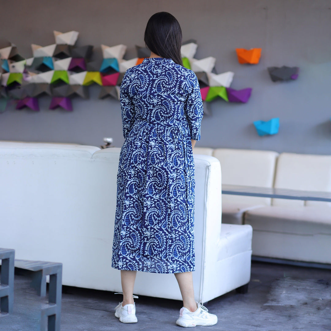 Indigo Kery Hand Block Print 3in1 Dress
