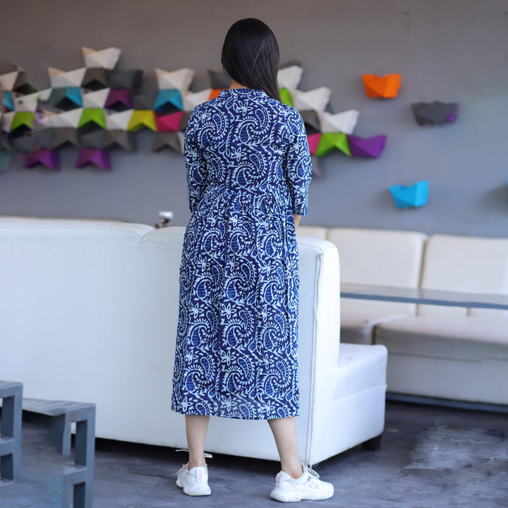 Indigo Kery Hand Block Print 3in1 Dress