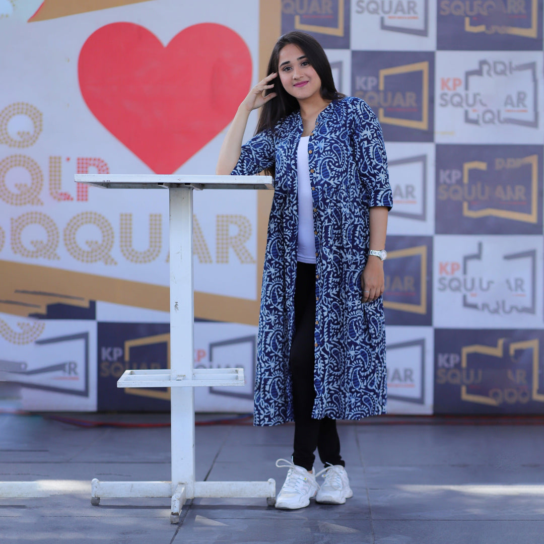 Indigo Kery Hand Block Print 3in1 Dress