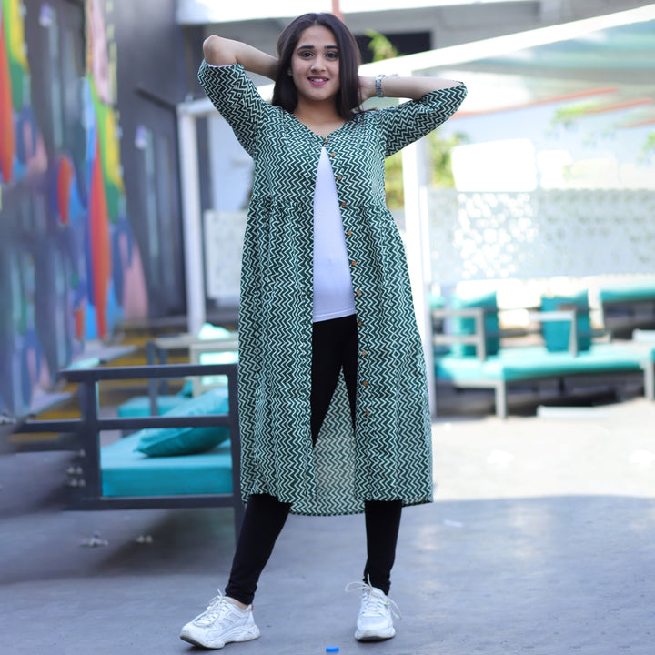 Cotton Green Zigzag 3in1 Dress