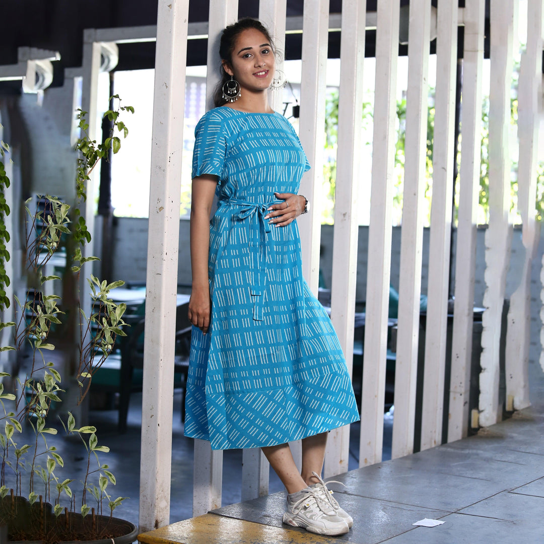 Rich Turquoise One Piece Midi Dress
