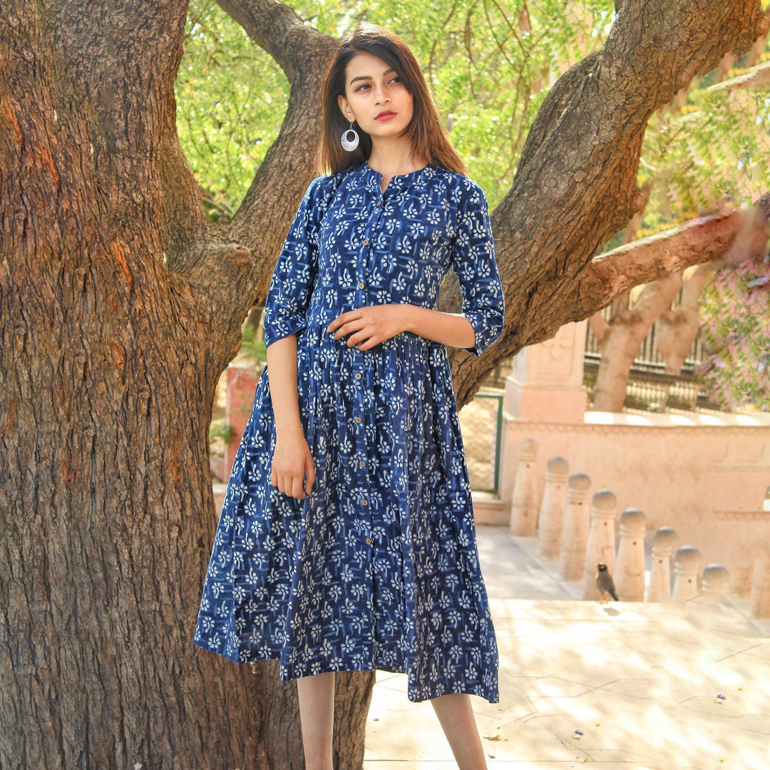 Indigo Hand Block Print 3in1 Dress