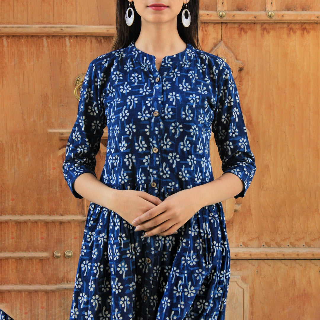 Indigo Hand Block Print 3in1 Dress