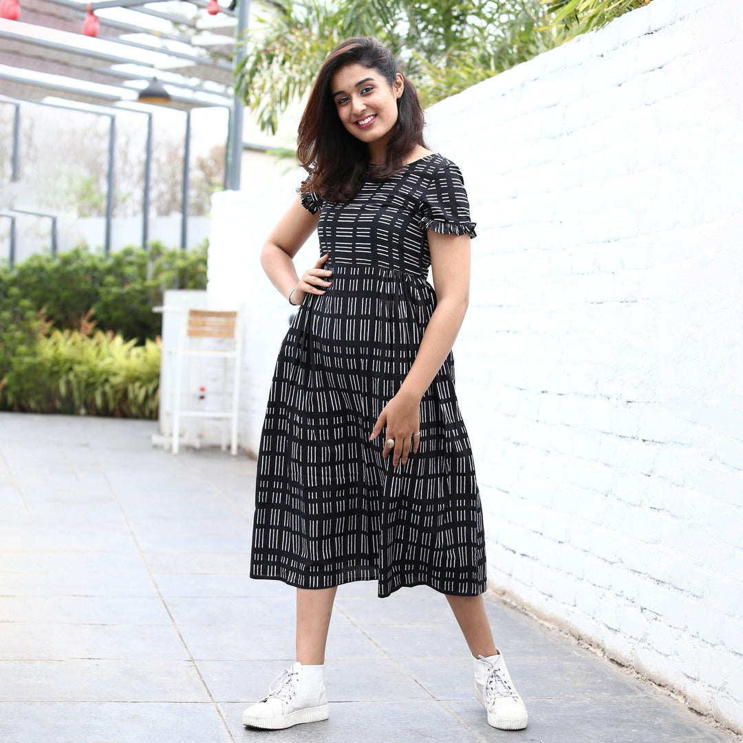 Rich Black One Piece Midi Dress – Fashiana