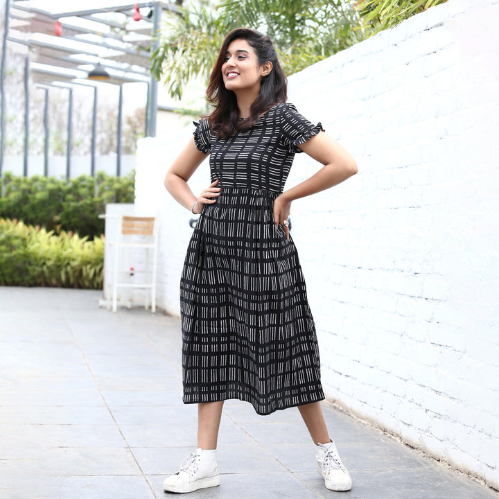 Rich Black One Piece Midi Dress