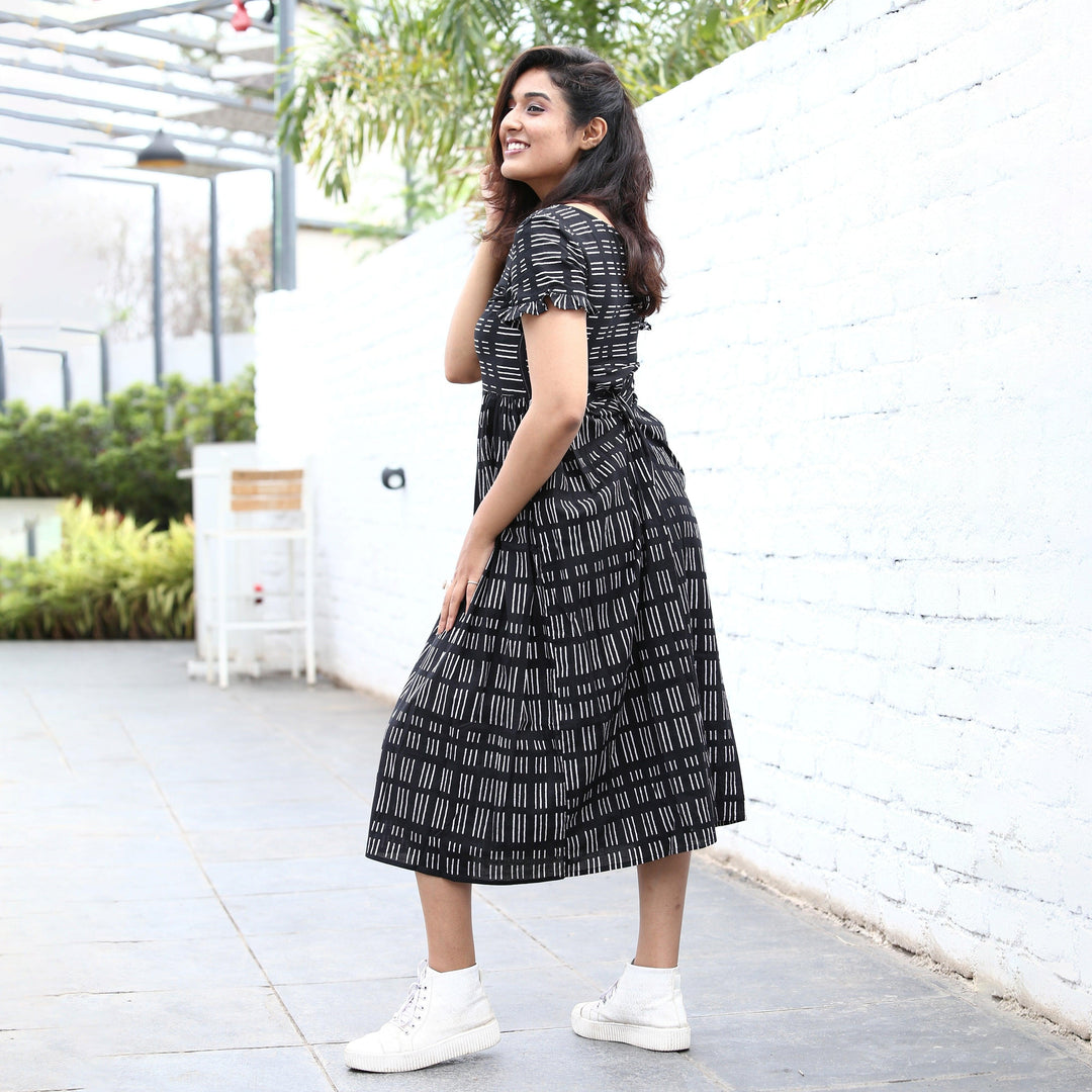 Rich Black One Piece Midi Dress