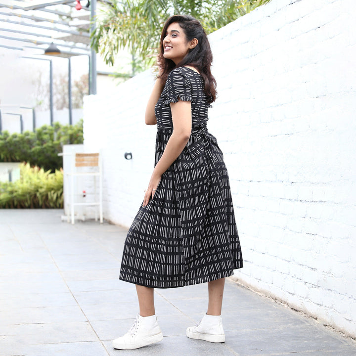 Rich Black One Piece Midi Dress