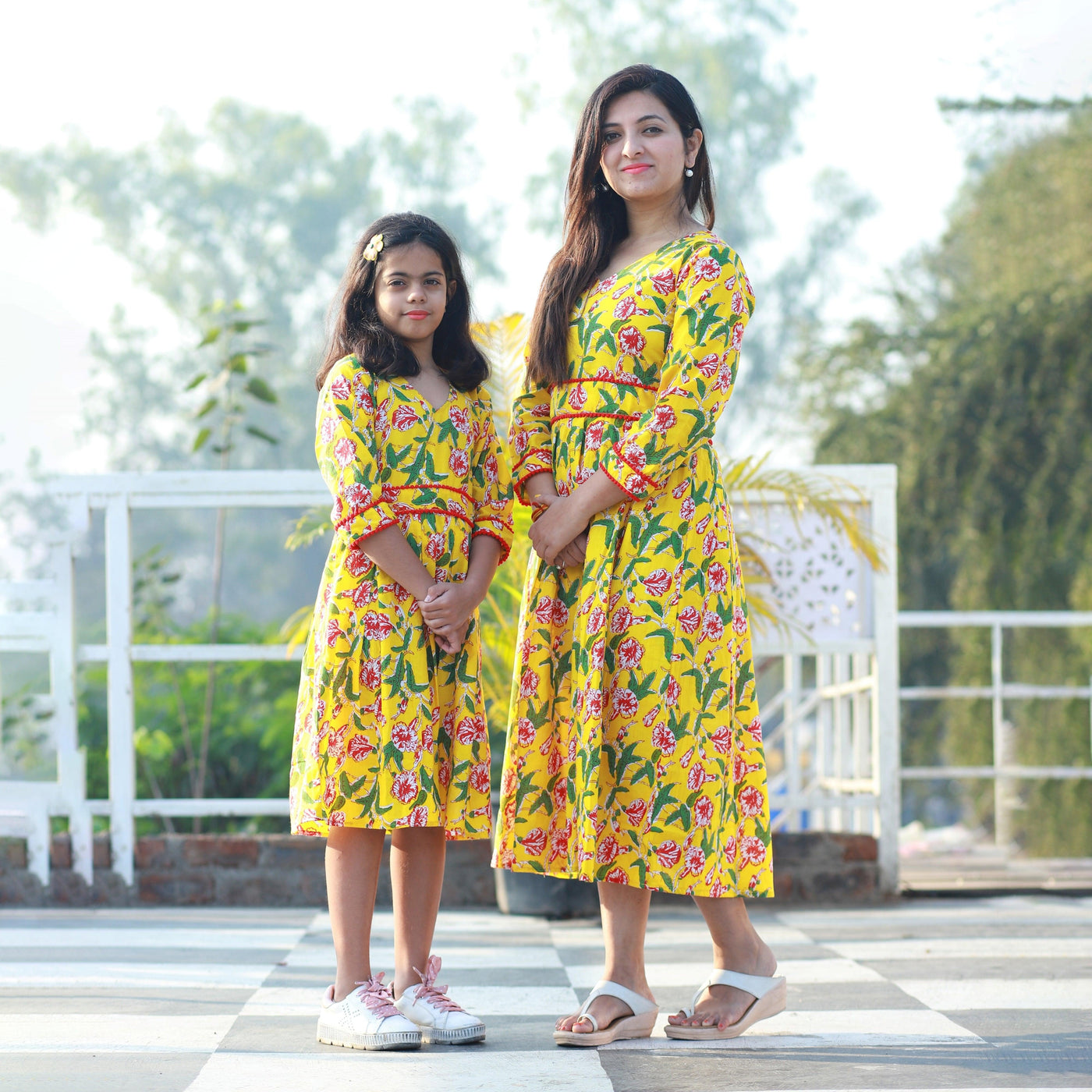 Yellow Flower Mom and Daughter Dress