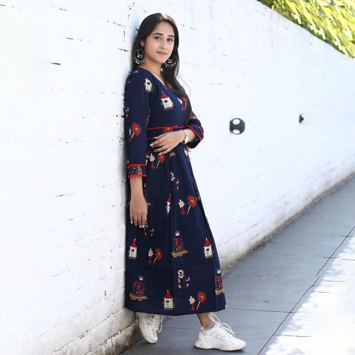 Blue Fairy Tale Print One Piece Dress