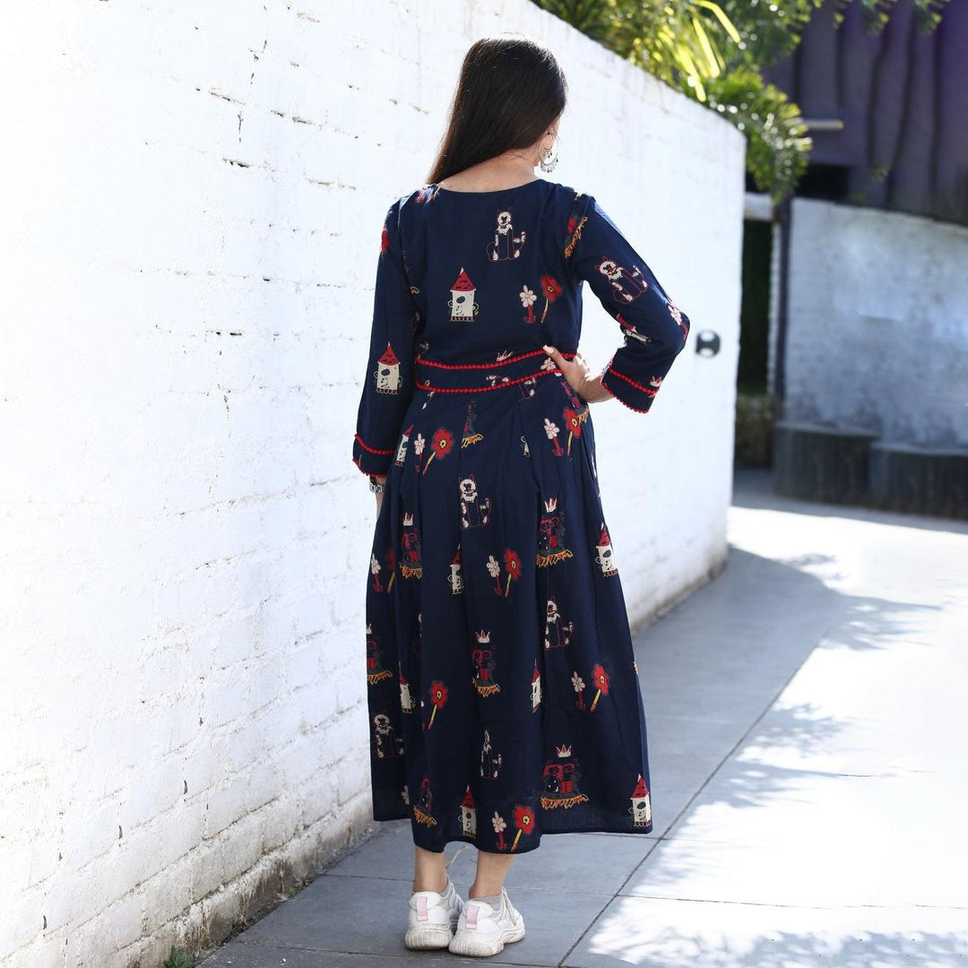 Blue Fairy Tale Print One Piece Dress